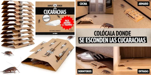 Pack 12x trampa para cucarachas Super Ninja