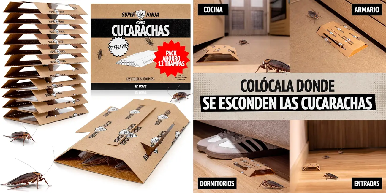 Pack 12x trampa para cucarachas Super Ninja
