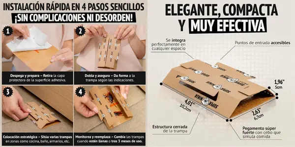 Pack 12x trampa para cucarachas Super Ninja