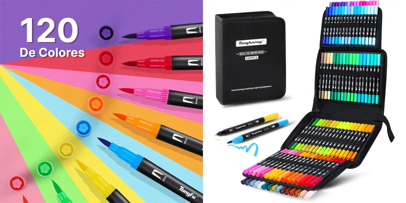 Pack de 120 rotulares Tongfushop de doble punta para lettering