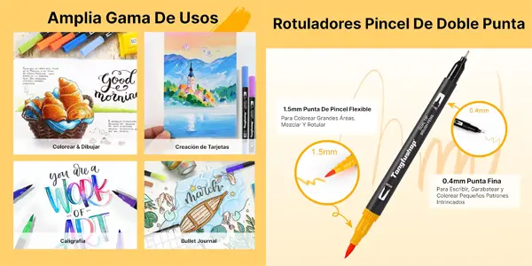 Pack de 120 rotulares Tongfushop de doble punta para lettering