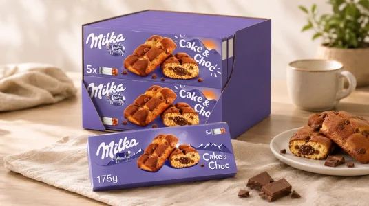 Milka Cake & Choc: bizcochos esponjosos con pepitas y relleno de chocolate