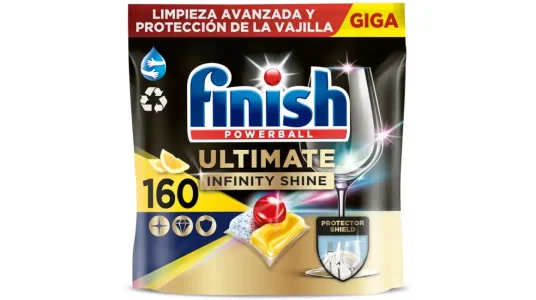 160 pastillas Finish Powerball Ultimate Infinity Shine Limón