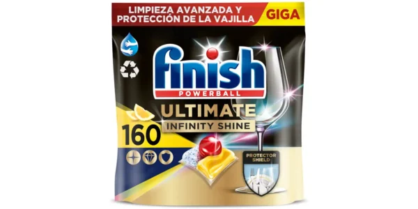 160 pastillas Finish Powerball Ultimate Infinity Shine Limón