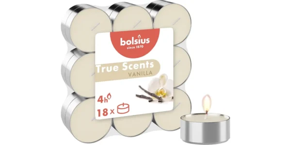 Pack 18x velas de té Bolsius True Scents vainilla