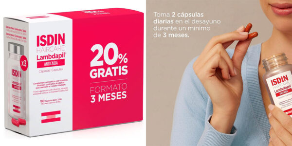 Pack x180 Cápsulas Anticaída del cabello ISDIN Lambdapil