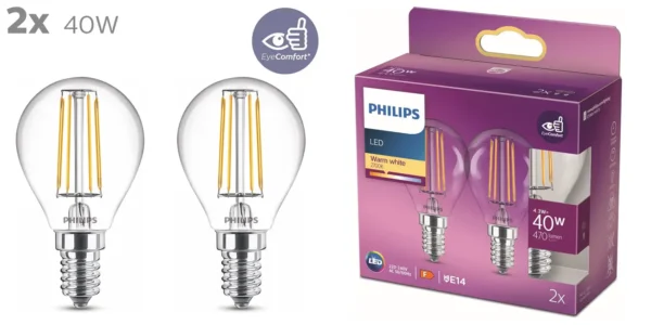 Pack x6 Bombillas LED Philips E27 Filamento de 40W