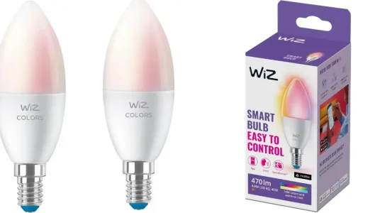 Pack 2x Bombilla inteligente WiZ E14 vela de 4,9W