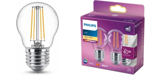 Pack x2 Bombillas LED Philips E14 de 4,3W