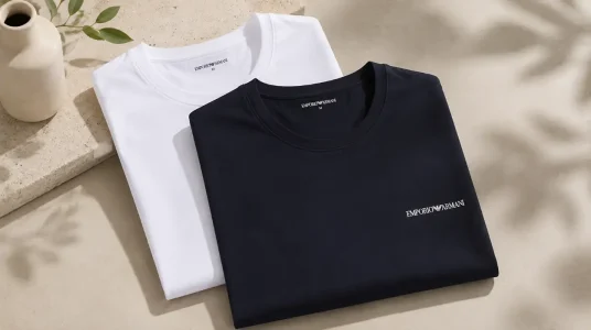 Paquete de 2 camisetas Emporio Armani de algodón para hombre, azul