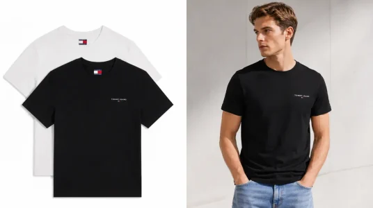 Pack de 2 camisetas Tommy Jeans de manga corta para hombre, slim, con cuello redondo