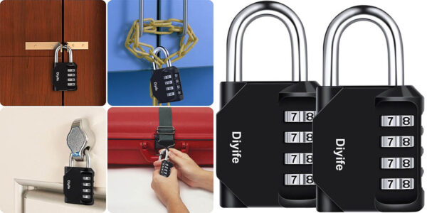 Pack 2x Candado de seguridad de 4 dígitos