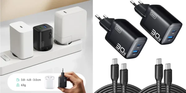 Pack 2x cargador USB-C INIU de 30W + 2x cable USB-C