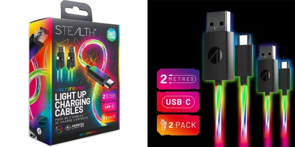Pack 2x cable de carga USB-C STEALTH con iluminación LED