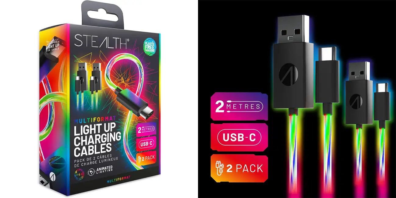 Pack 2x cable de carga USB-C STEALTH con iluminación LED