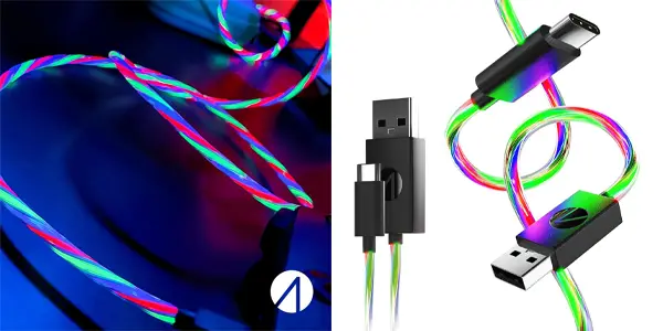 Pack 2x cable de carga USB-C STEALTH con iluminación LED