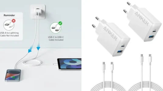 Pack 2x cargador múltiple Anker de 20W + 2x cable USB-C