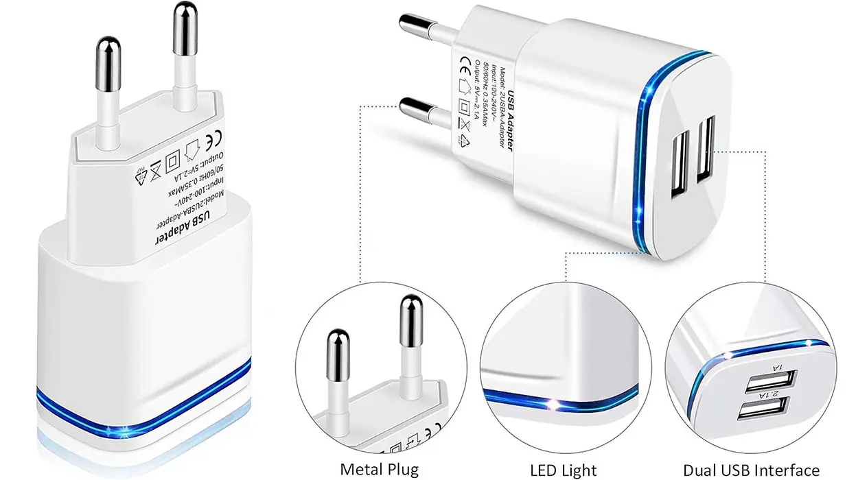 Pack x2 Cargadores LED con doble USB de 10,5 W barato