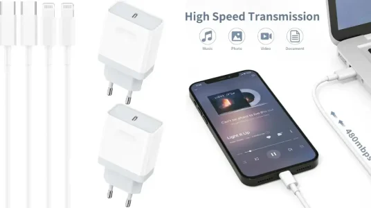 Pack 2x cargador USB-C Nisiyama con cable Lightning