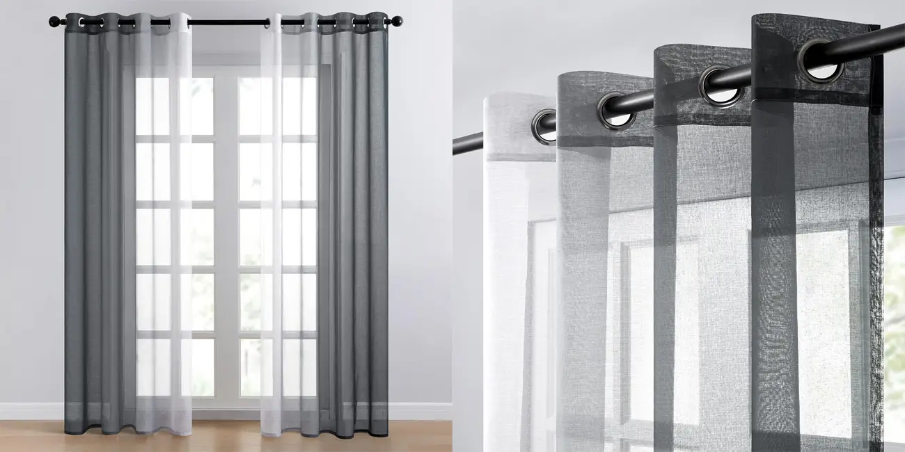 Pack 2 cortinas Topfinel translúcidas para dormitorio