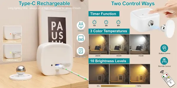 Pack 2x lámpara de pared HighLuc recargable