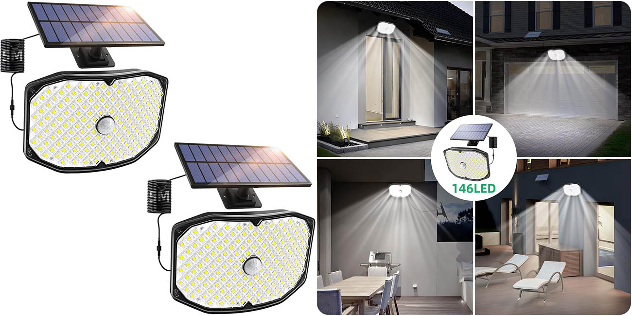 Pack 2x Luz solar LED de exterior LEDYA con sensor de movimiento