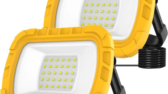 Pack de 2 focos LED portátiles T-SUN de 30W y 1000 lúmenes, perfectos para garajes y obras