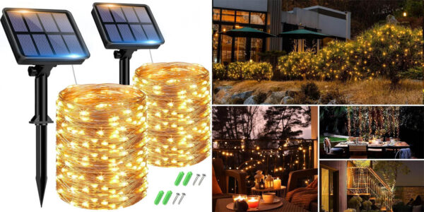 Pack 2x Guirnalda LED solar Btfarm de 15 metros cada una