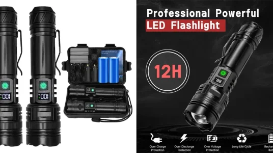 Pack 2x linterna LED de alta potencia (30.000 lúmenes)