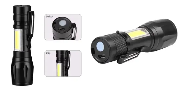 Pack 2x linterna LED COB recargable