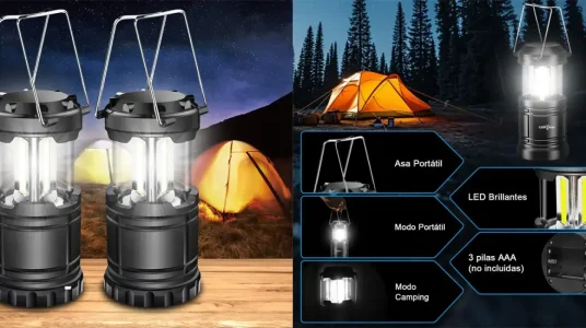 Pack 2x linterna LED de acampada ILEEDear
