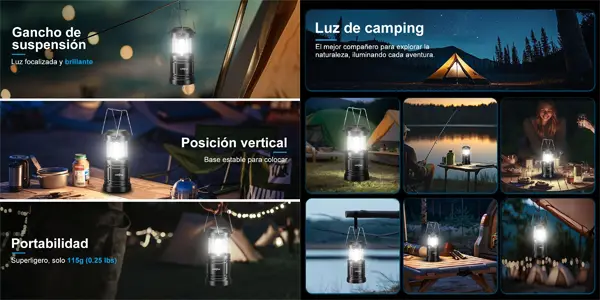 Pack 2x linterna LED de acampada ILEEDear