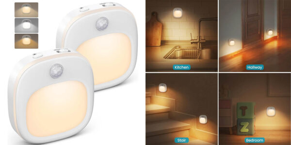 Pack 2x Luz LED nocturna con sensor de movimiento y luminosidad