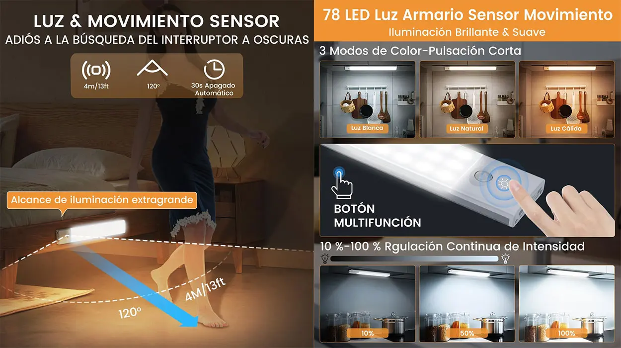 Pack x2 Luz LED con sensor de movimiento YOOKESEN barato