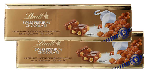 Pack 2x Tableta de chocolate con leche y avellanas Lindt de 300 gr