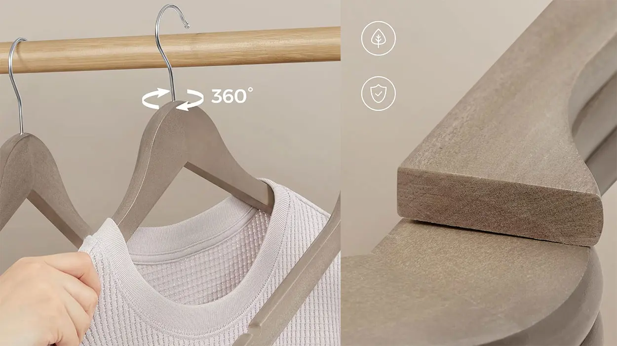 Pack de 20 perchas Songmics de madera maciza barato