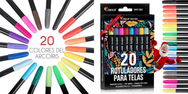 Set de 20 rotuladores para tela Zenacolor