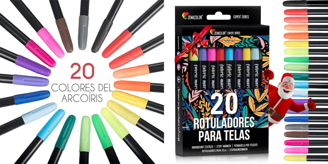 Set de 20 rotuladores para tela Zenacolor