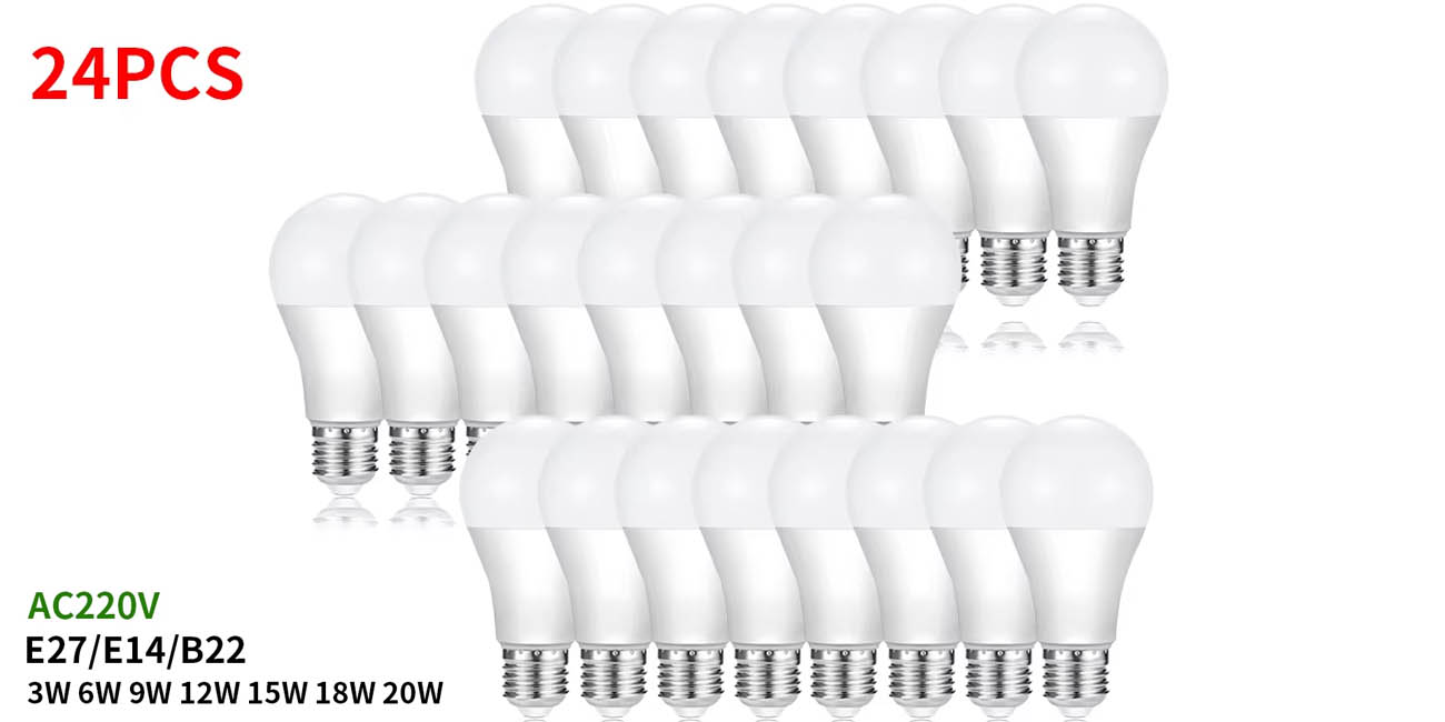 Pack 24x bombilla LED E27 de 3W