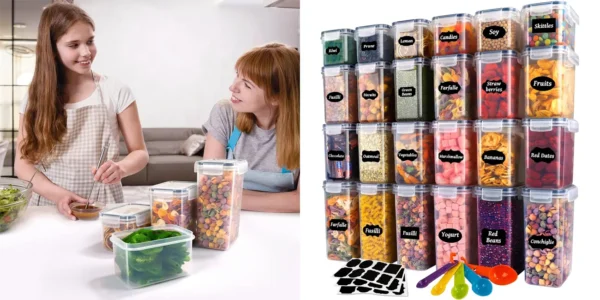 Pack de 24 tarros de almacenamiento con tapa YOCOLE