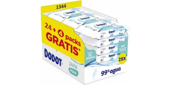 Pack de 28 paquetes de toallitas Dodot Pure Aqua