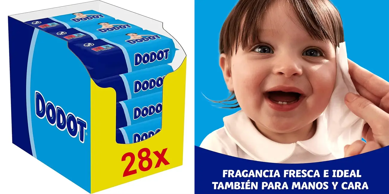 Pack 28 paquetes de toallitas Dodot Bebé Seco (1.456 unidades)