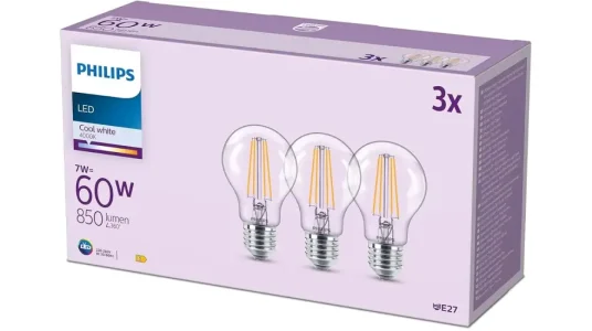 Pack 3x bombilla LED Philips E27 de 7W