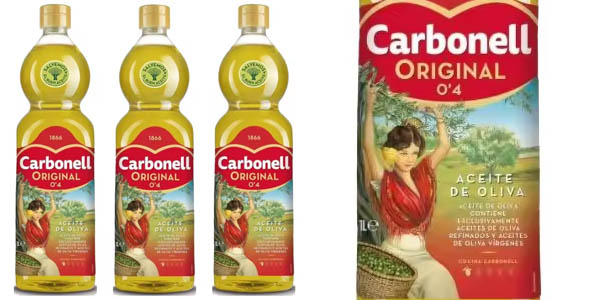 Pack 3x Botellas de aceite de oliva Carbonell Original 0,4º de 1 litro