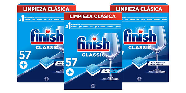Pack 3 Paquetes lavavajillas Finish clásico de 57 pastillas