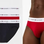 Pack de 3 calzoncillos Tommy Hilfiger Hip Briefs para hombre con logotipo en la cintura