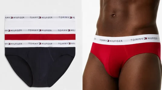 Pack de 3 calzoncillos Tommy Hilfiger Hip Briefs para hombre con logotipo en la cintura