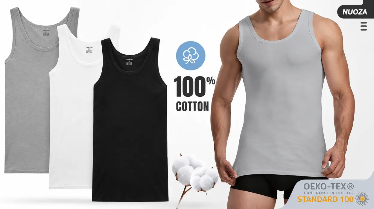 Pack de 3 camisetas de tirantes NUOZA para hombre de algodón 100%