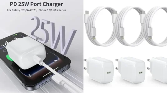 Pack de 3 cargadores de 25W USB-C con cable Lightning