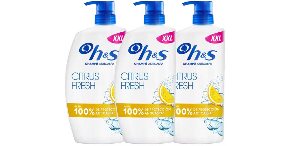 Pack x3 Champú anticaspa H&S Citrus Fresh de 800 ml